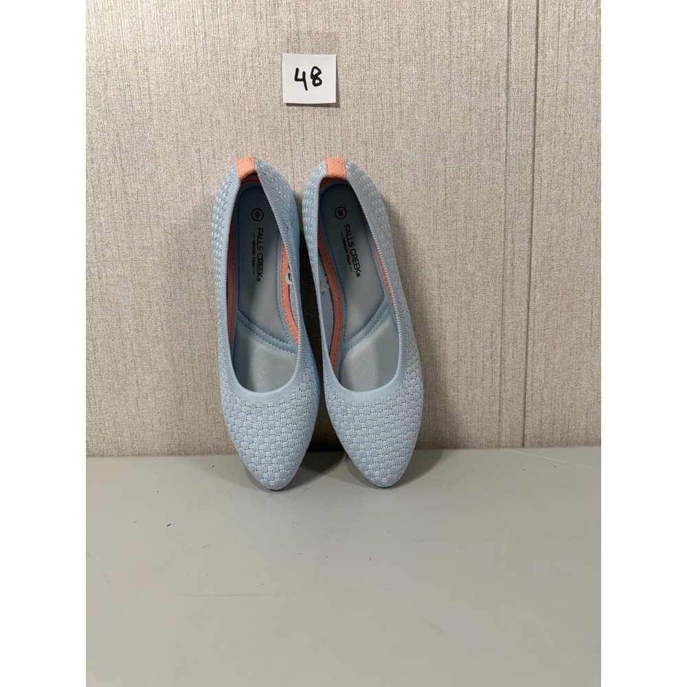 Falls Creek Phoebe Knit Light Blue Pink Memory Foam Ballet Flats Shoes Womens 8